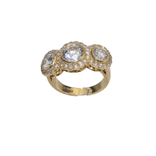 37 - BritishCirca 1980A fine three stone diamond ringSet to the centre with an old european brilliant cut... 