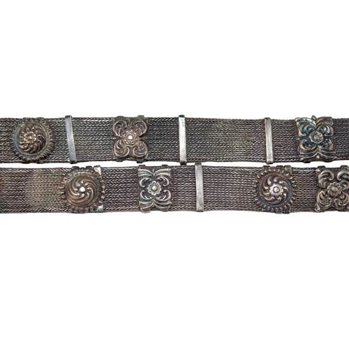 100A - Antique Indian or Persian silver mesh beltCirca 1880-1900Applied with various motifs and with a repo... 