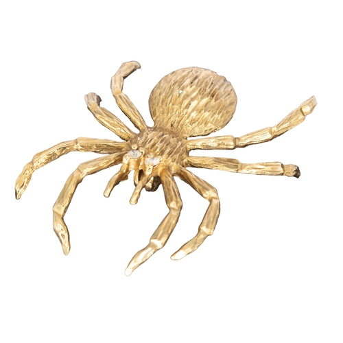 70 - ContinentalCirca 1970A stylised diamond and yellow metal spider broochThe eyes modelled with diamond... 