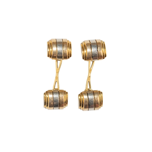 71 - ContinentalCirca 1940A pair of three coloured 18 carat gold stylised barrel cufflinksWeight: Approx.... 