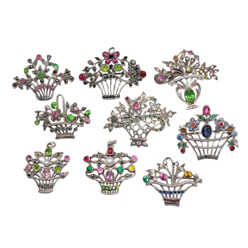 97 - European20th CenturyA group of nine various giardinetto paste brooches