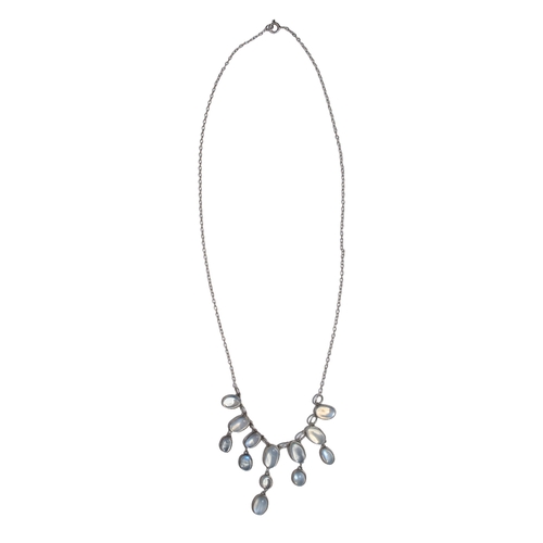 98 - BritishCirca 1910Two moonstone and silver necklaces[a] A graduated fringe moonstone and silver neckl... 