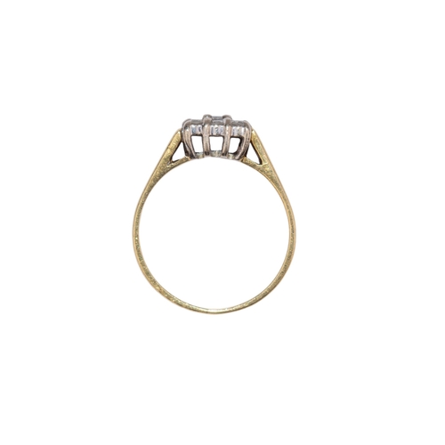 102 - BritishCirca 1970A small diamond and 18 carat yellow gold dress ringThe square shaped top set with n... 