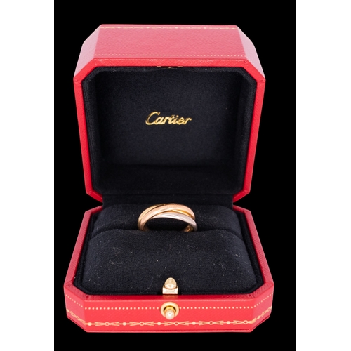 103 - CartierContemporaryA three coloured 18 carat gold Russian wedding bandWith the original case, box an... 