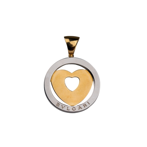 104 - BvlgariContemporaryAn 18 carat yellow gold and steel heart pendantWeight: Approx. 12.87 gramsDimensi... 