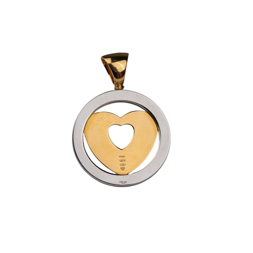 104 - BvlgariContemporaryAn 18 carat yellow gold and steel heart pendantWeight: Approx. 12.87 gramsDimensi... 