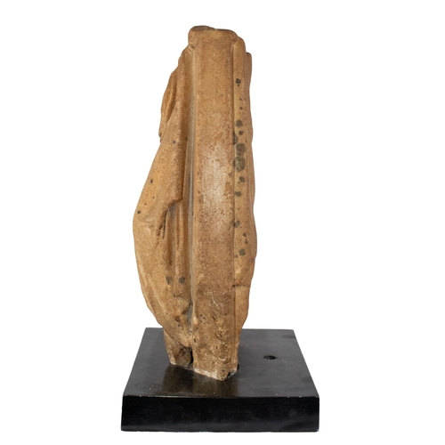 295 - Roman, 1st/2nd CenturyA fragment of a statue of Venus' lower bodyOn a wood baseDimensions:Total: 17 ... 