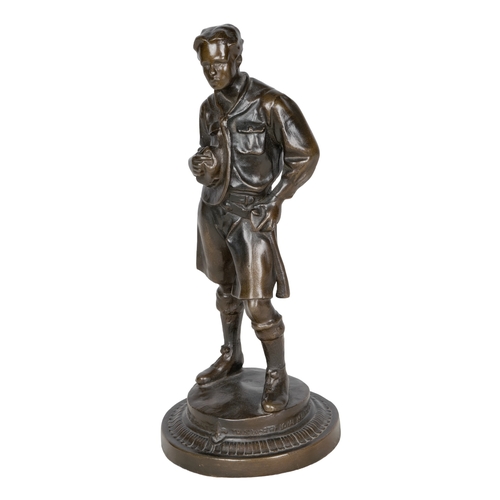 317 - Attributed to Robert Tait Mckenzie (Canadian, 1867 - 1938)The Boy ScoutA cast metal figure with reli... 