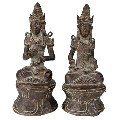 632 - Javanese18th/19th CenturyA pair of seated bronze deitiesto be sold without reserve Dimensions:5... 