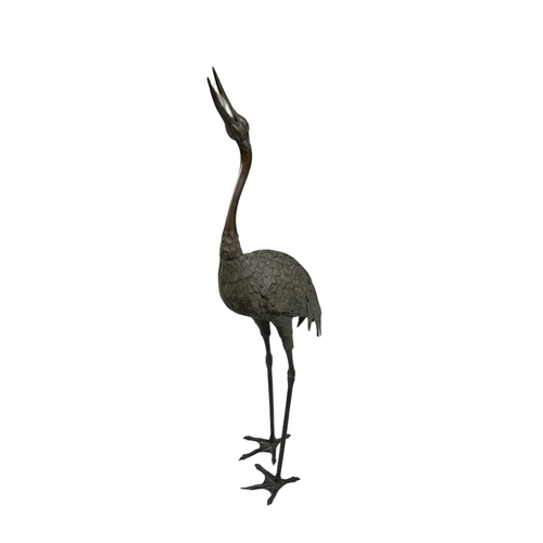 647 - Chinese17th/18th centuryA fine and large bronze stork, with naturalistic body, intricate feather det... 