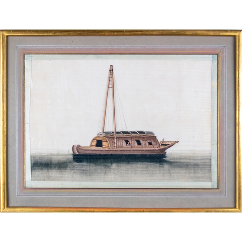 648 - ChineseA set of four rice paper paintings of bargesDimensions:(Frame) 11.5 in. (H) x 15 in. (W)(Pape... 