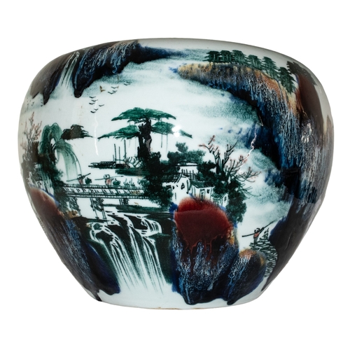 650 - Chinese, Republic PeriodA large ovoid jardinière, decorated in various colour overglaze ename... 