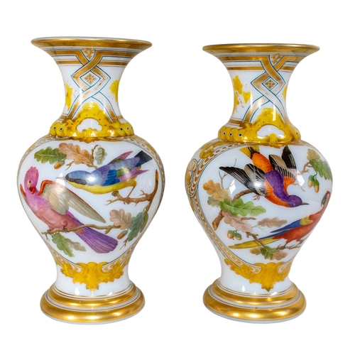 665 - A pair of Baccarat ornithological opaline vasesattributed to Jean-François Robert (French, active 18... 