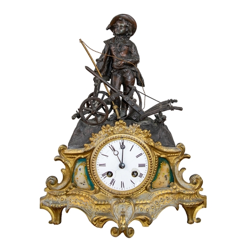 670 - French19th CenturyA figural ormolu mantel clockTo be sold without reserveDimensions:13 in. (H) x 10.... 