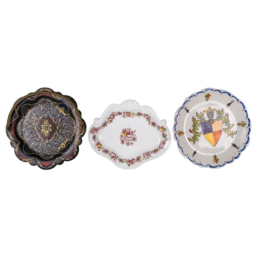 671A - Three small platesTo include:[a] A Chamberlain Worcester flower pattern porcelain dessert dish, with... 