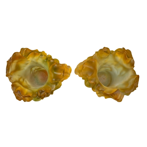 679 - Art DecoPossibly I Roubloff (1877-1970)A pair of yellow Pâte de Verre vases with figuresDimensions:1... 