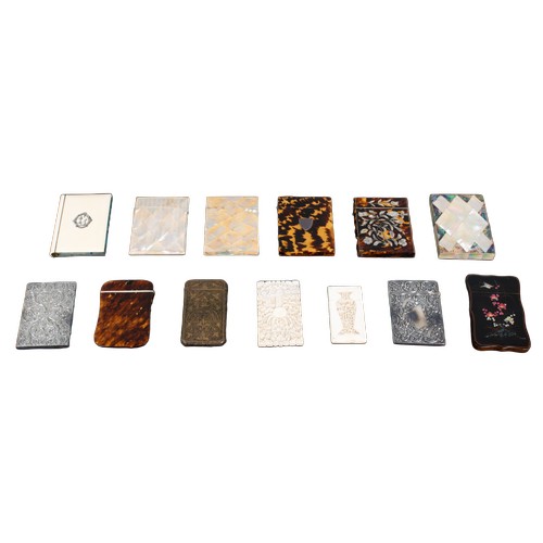 675 - ContinentalAntiqueA group of 13 card and cigarette casesSome with mother-of-pearl inlay... 