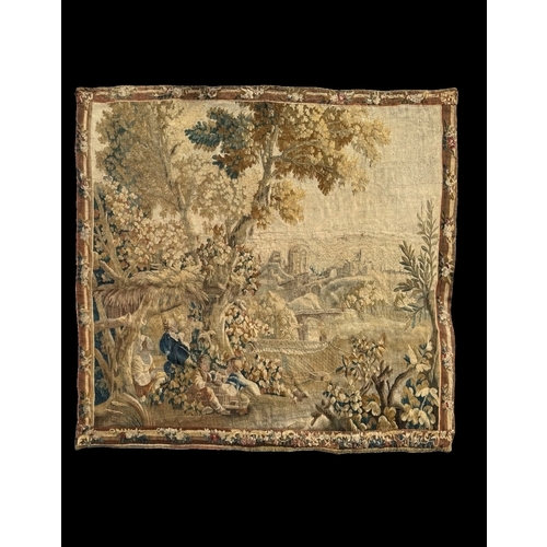 293 - Flemish verdure18th centuryA tapestry with children playing and landscape and castle beyondDimension... 