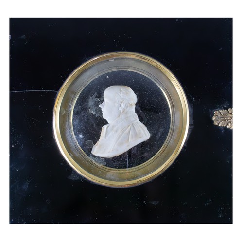 518 - Edward W Wyon (British, 1811 - 1885)Medallion of a man in profileWax (?) Dimensions:(Frame) 8.5... 