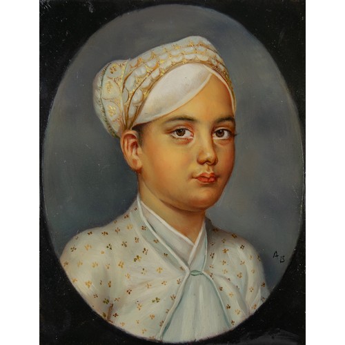 374 - After John Smart (1741 - 1811) Portrait of a Young MaharajaOil on copper Signed lower righ... 