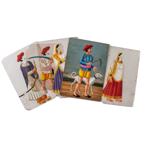 380 - IndianPossibly VaranasiEarly-Mid 19th CenturyA group of costume cards and mica overlaysComprising a ... 