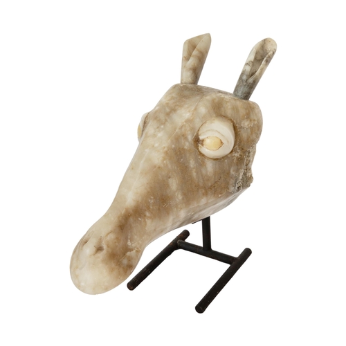 387 - An alabaster camel's (or giraffe's) (?) headWith inlaid eyesProbably BCProvenance:Robert BarleyDimen... 