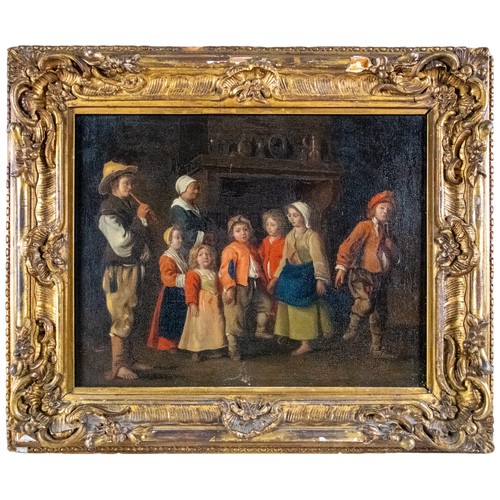 229A - Follower of Le Nain Brothers17th CenturyChildren dancing to a piper before a fireplaceOil on canvasW... 