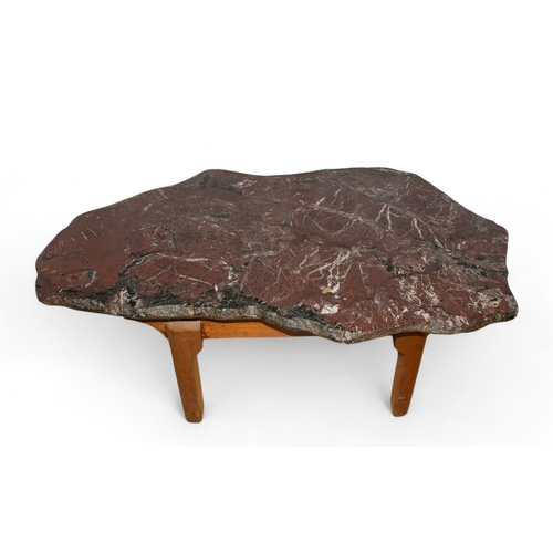 118 - BrazilianMid centuryA Burgundy marble tableN.B Purchased with the Jean Gillon armchairs Dimensi... 