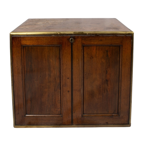 128 - BritishCirca 1820A rosewood brass-mounted portable campaign office, with fitted carrying handles. Th... 