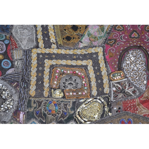 154 - A metal thread and beaded patchwork wall hangingDimensions:102 in. (L) x 88 in. (W)... 