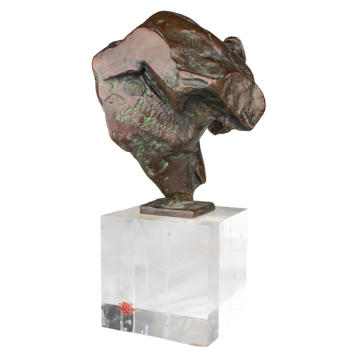 158 - Dylan Lewis (South African, b. 1964)Bronze maquette of a crouching big catOn a plexiglass baseSigned... 