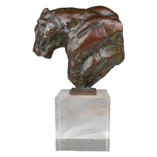 158 - Dylan Lewis (South African, b. 1964)Bronze maquette of a crouching big catOn a plexiglass baseSigned... 