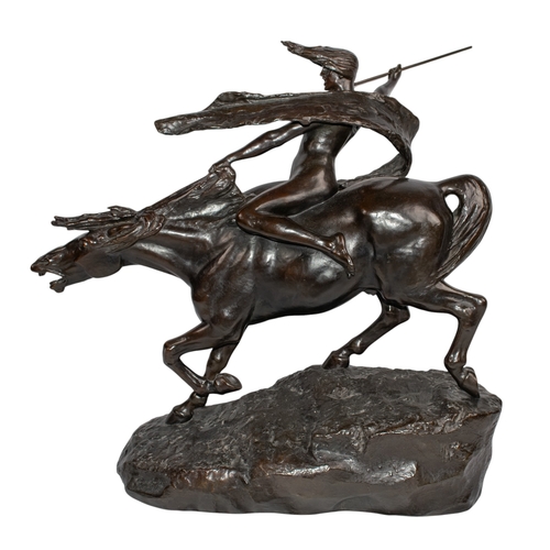 166 - Stephan Abel Sinding (Norwegian, 1846-1922)Walkure (Brunhilda on Horseback)Bronze with a rich dark b... 