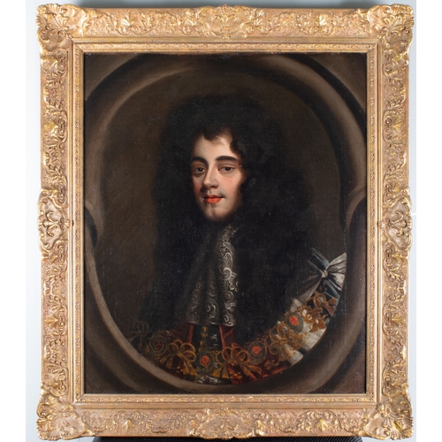 193 - Attributed to Sir Peter Lely (1618 - 1680)A portrait of the Duke of Monmouth in a faux cartoucheOil ... 