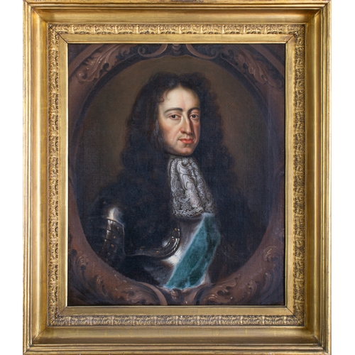 194 - Circle of Mary Beale (British, 1633-1699)Portrait of King William III in a faux cartoucheOil on canv... 