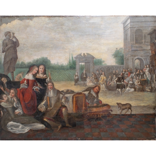 196 - Dutch School18th CenturyA Courtly Scene En Plein AirOil on canvasDimensions:40 in. (H) x 50 in. (W)... 