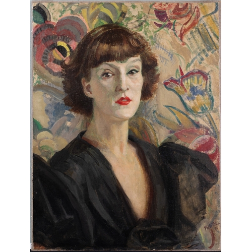 292 - Hedwig Pillitz (British, 1896 - 1987)Woman in BlackOil on canvasSigned lower right, 'Pillitz / 32'Di... 