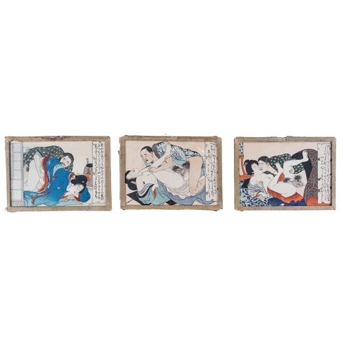 368 - JapaneseMeiji EraA trio of Shunga printsWith Albert Welti etchings versoDimensions:9.25 in. (H) x 5 ... 