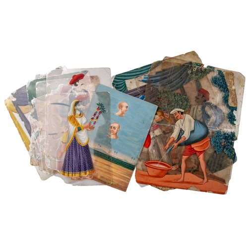 380 - IndianPossibly VaranasiEarly-Mid 19th CenturyA group of costume cards and mica overlaysComprising a ... 