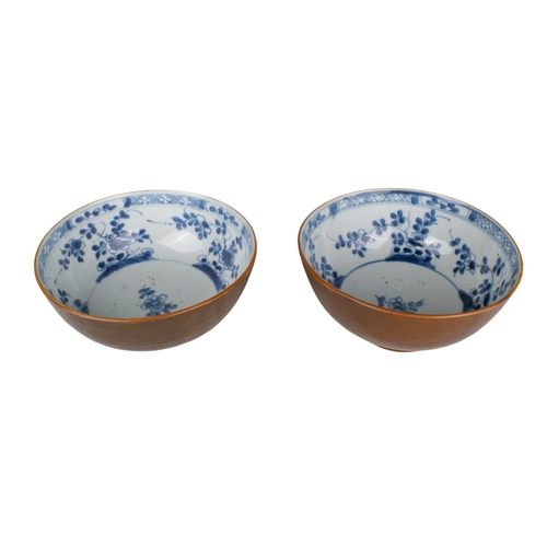 406 - 19th century and laterFive blue and white plates and two bowlsThe pair marked on reverse 'Japanese, ... 