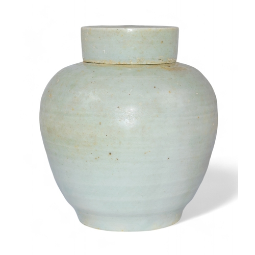 445 - ChineseA celadon lidded vaseDimensions:4 in. x 4 in.