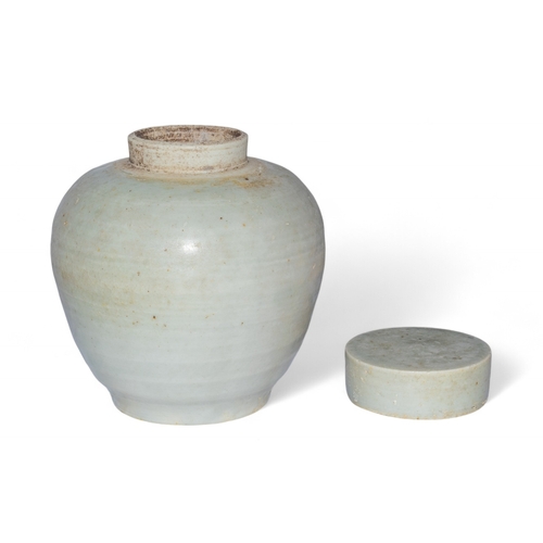 445 - ChineseA celadon lidded vaseDimensions:4 in. x 4 in.