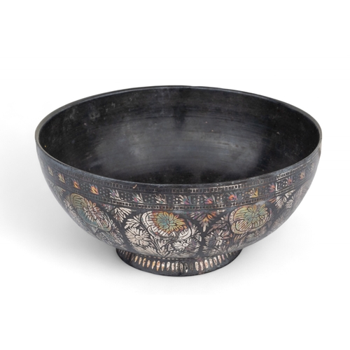 469 - Indian, Deccanc.1850A small and important silver-inlaid bidri ware bowl, on short conical foot,... 