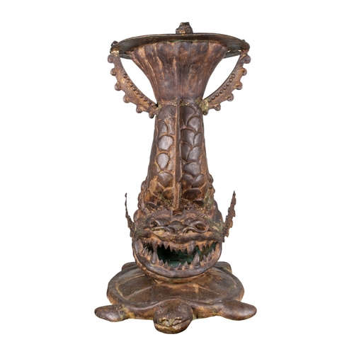 478 - South East Asian 19th centuryRain drum, in the form of a stylised fish on a turtleBronzeDimensions:2... 