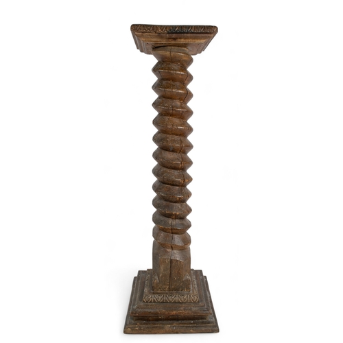 491 - English18th centuryAn oak twisted column plinthDimensions:47 in. (H) x 16 in. (W)... 