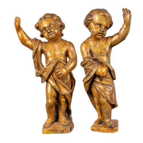 506 - Continental19th centuryA pair of gilt cherubsDimensions:13 in. (H)... 