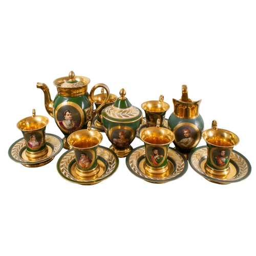 513 - Edmé Samson, Circa 1880A gilt and hand-painted coffee set with Napoleon I and familyEach inscribed b... 