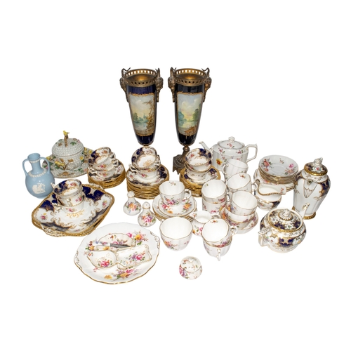 517 - A large mixed lot of English china, including a Wedgwood two-handled vase, Royal Crown Derby china a... 