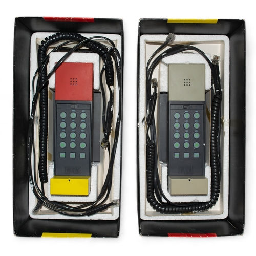 523 - Enorme CorporationTwo handsets, designed By Ettore Sottsass 1986Black and GreyPlastic, rubber a... 