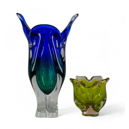 526 - Murano styleTwo coloured glass vasesDimensions:[a] 14 in. (H)[b] 5 in. (H)... 